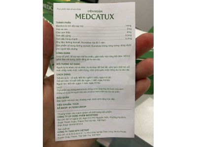 Viên ngậm Medcatux (Hộp 20 viên)